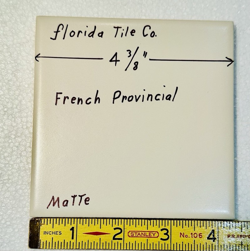 1 pc. Matte Ceramic Tile: French Provincial 4-3/8″ by florida Co. NEW Old Stock