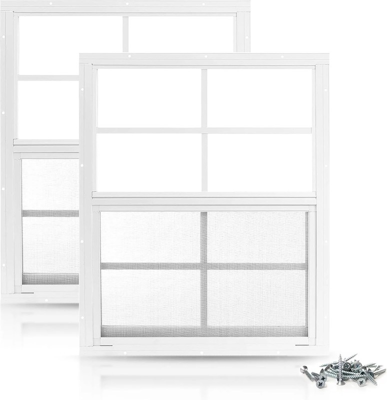 2 Pack Shed Windows 14×21–Tempered Glass Flush Mount for Chicken Coop,Barn