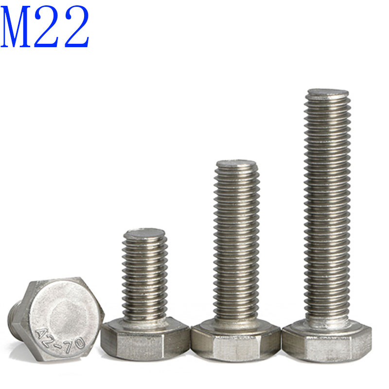 M22 Stainless Steel Metric Full Thread Hexagon Head Bolts Screws A2-70 DIN933