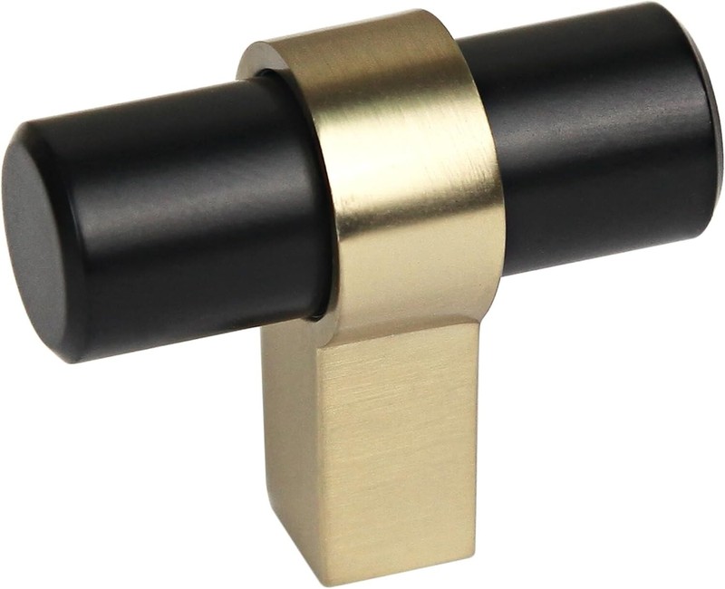 Design House Emery 188300 Kitchen Cabinet Knobs Matte Black & Satin Gold 5-Pack