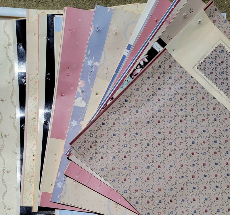 10 pc Vintage Warner Wallpaper Samples with 3 Matching Fabric Swatches