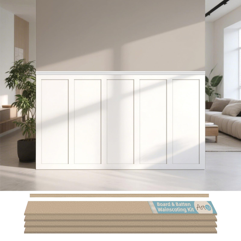 Art3D Premade Board And Batten Paintable Wainscoting Kit Mdf Accent Wall Panel