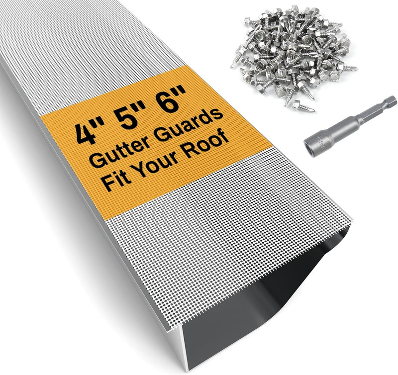 48ft Stainless Steel Gutter Guard - Leaf Protection for 4"-6" Gutters