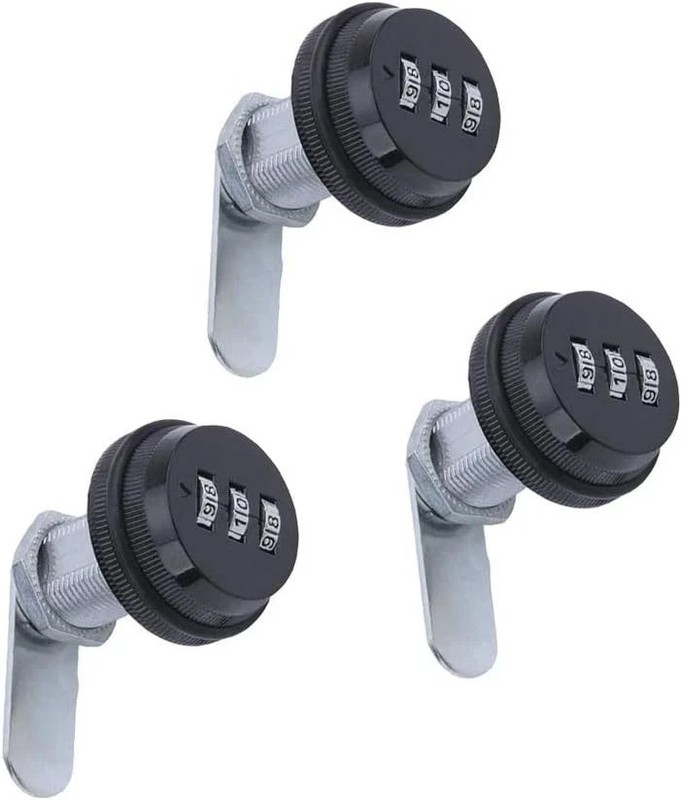 WJSKDQ 3 Pack Combination Cam Lock RV Password Coded for 30 mm, Black