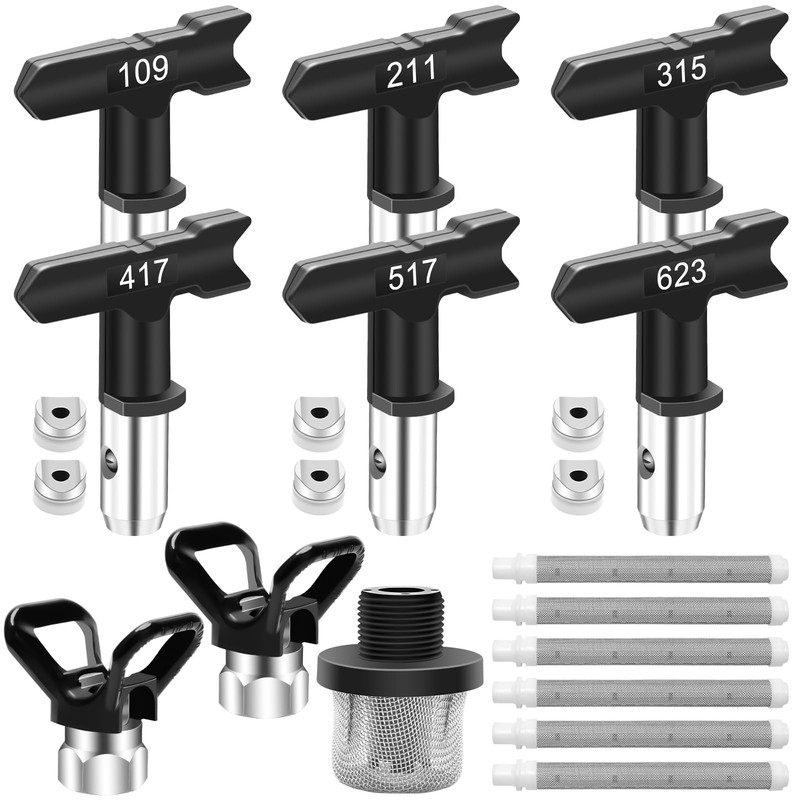 15 Pieces Airless Paint Sprayer Tips Set, 6 Reversible Spray Nozzle Tips with