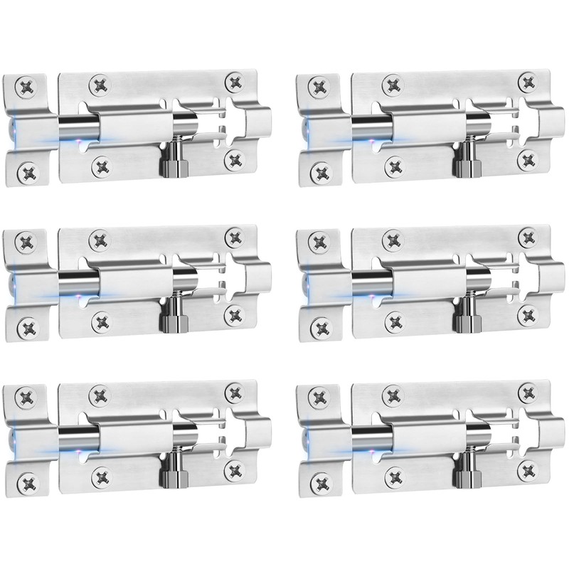 INBOF 6 Pack Slide Lock, 3 Inch Barrel Bolt Latch, Premium Door Latch Lock wi…