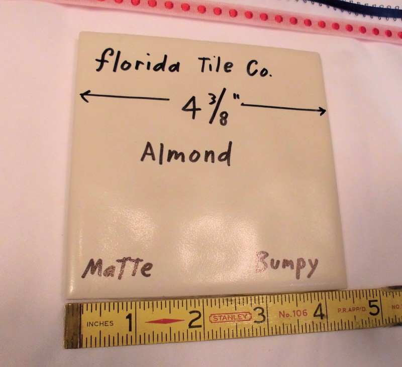 1 pc. *Almond* Bumpy Matte Ceramic Tile 4-3/8″; by Florida: Big Thumb Prints New