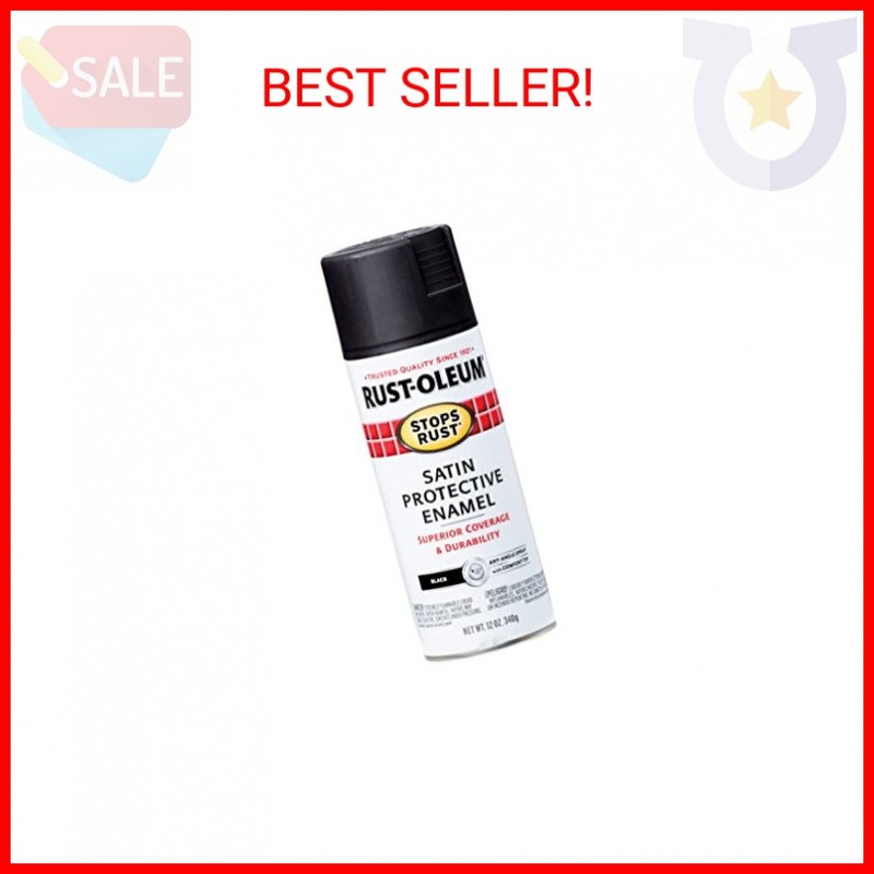 Rust-Oleum 7777830 Stops Rust Spray Paint, 12 oz, Satin Black