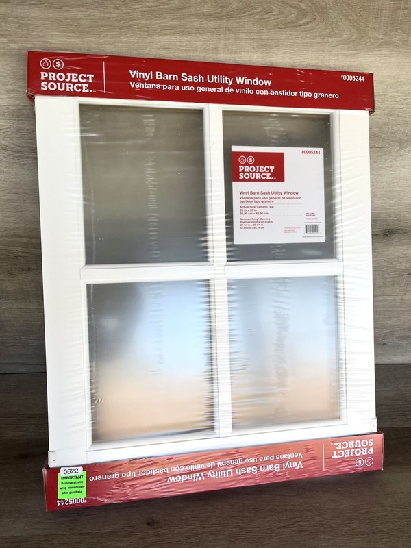 Project Source Barn Sash Fixed Rectangle Vinyl Window Grid White 20”x 25”