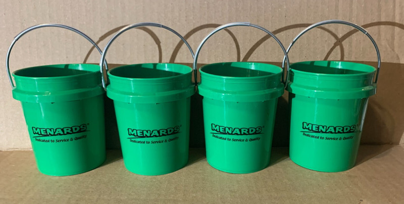 4 Menards 400mL Mini Paint Pail Bucket Steel Handle NEW