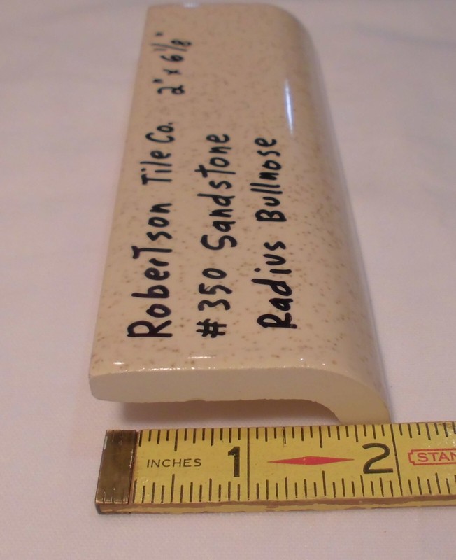 1 pc. Ceramic Tile: Sandstone: Beige & Gold Specks, Robertson 2" X 6" Bullnose gallery