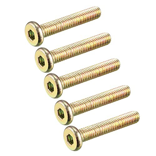 M6 x 35mm Full Thread Hexagon Socket Round Head Screws Bolts Bronze Tone 5 Pcs