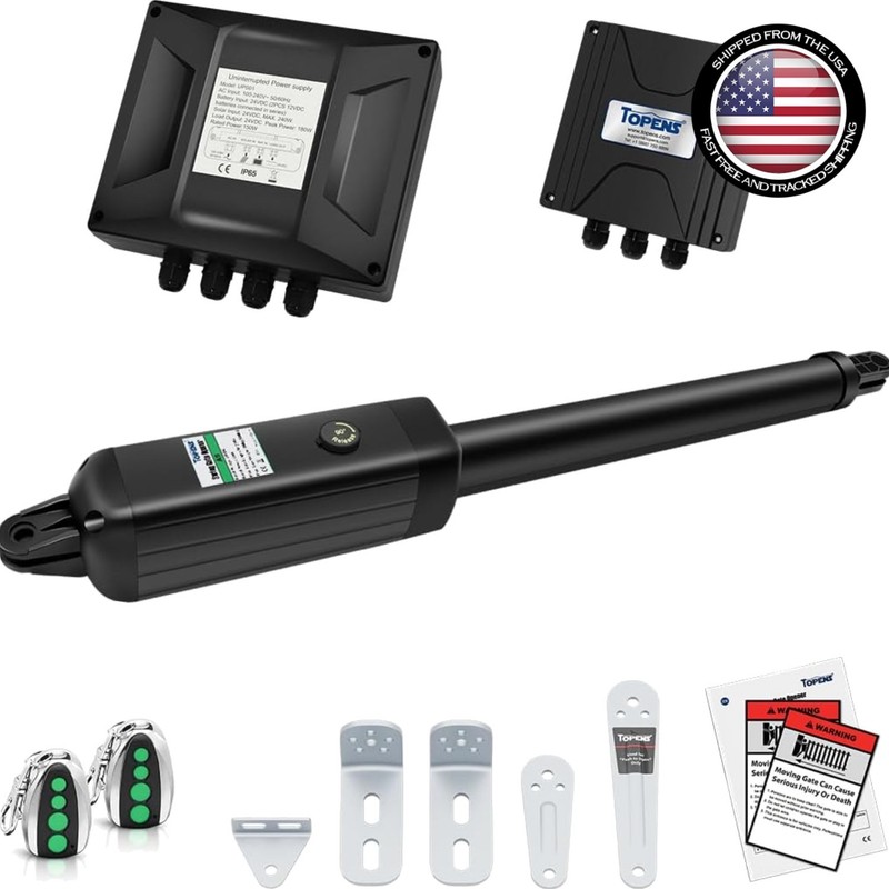 Solar Compatible Automatic Gate Motor for Gates up to 16ft – Remote Control Kit