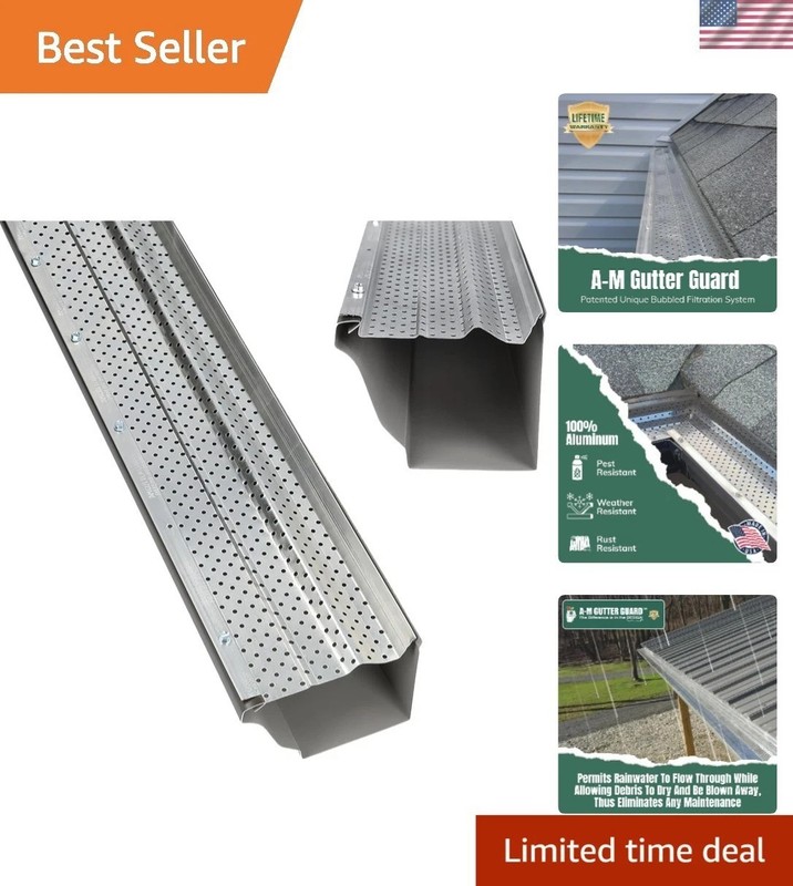 Mill Finish 5 Inch Gutter Protection – 11.5 Feet Easy Install, 3 Pieces Included