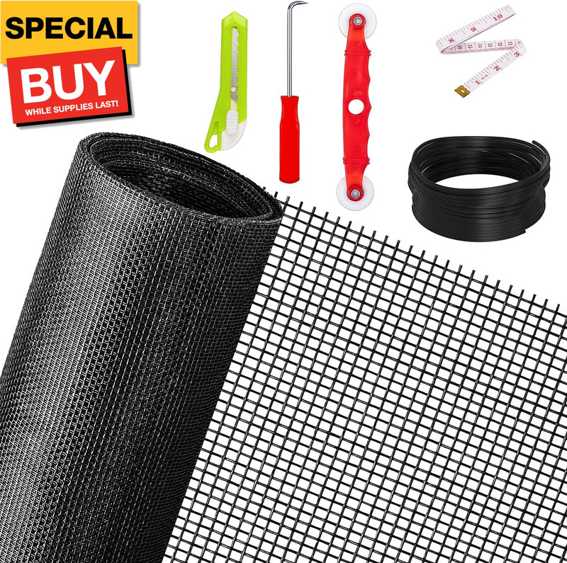 Replacement Window Screens Kit, 48X118 Inch Durable Window Screen Mesh for Patio