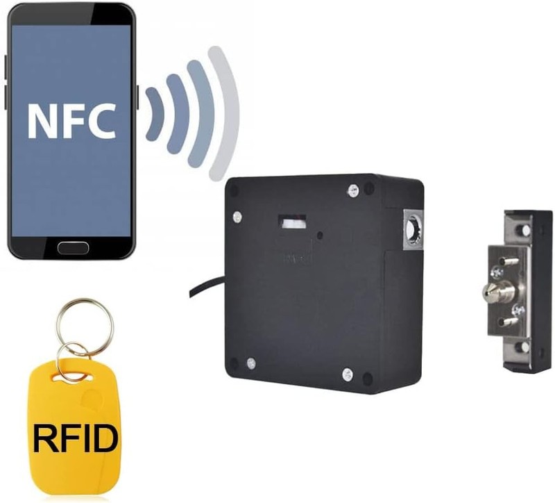 Invisible Cabinet Lock, Hidden NFC Lock DIY RFID Latch with USB Cable Power for gallery