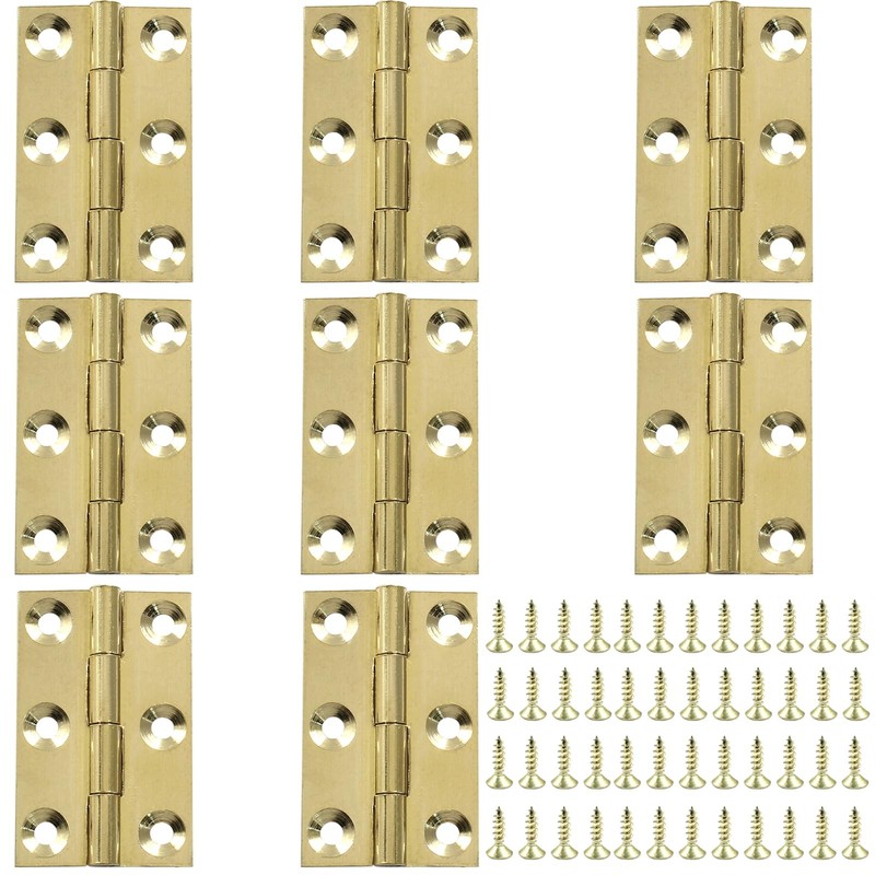 8 Pack Butt Hinge 1.5 Inch Mini Solid Brass Hinges for Small Cabinet, Folding Cr