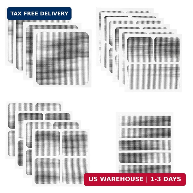 16 Sheets Window Screen Patches Repair Kit Black 4 Sizes Window Screen Repair Ki
