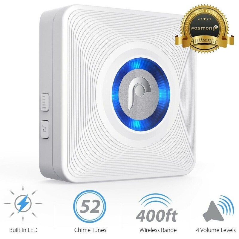 Fosmon 1x Receiver Add-On Wireless LED Door Chime for WaveLink Doorbell System