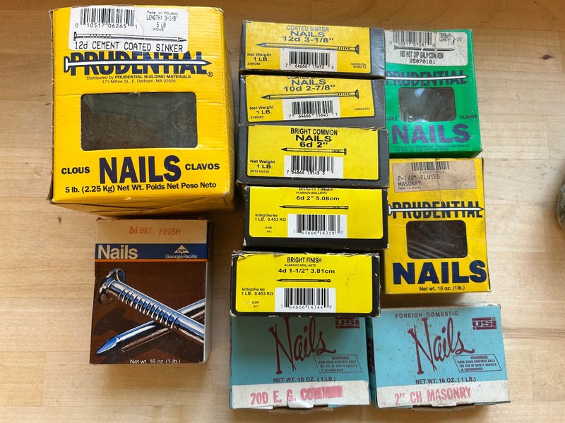 Assorted Nails - 20 Different Types - approx 21 lbs - see listing