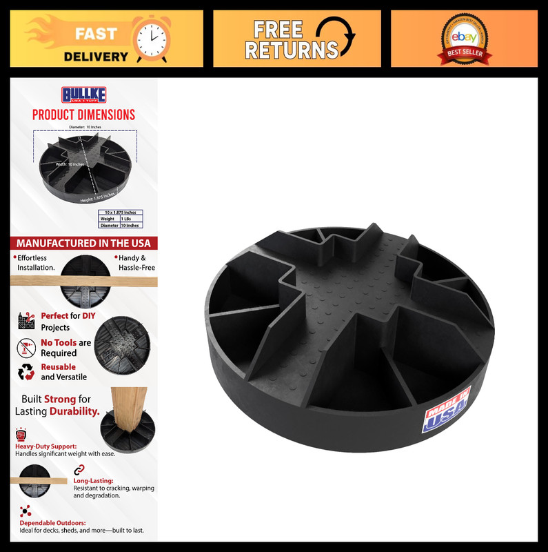 Heavy-Duty Round Foundation Block – 1250 Lbs Support, Durable Deck & Shed Base