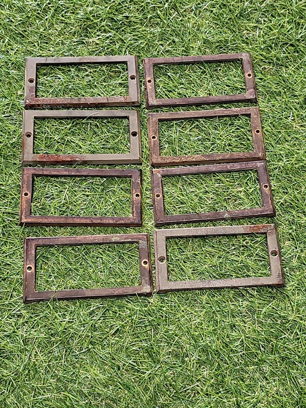 8 Antique File Drawer ID Frame Cabinet Label Card Catalog Tag Holder Cast Iron