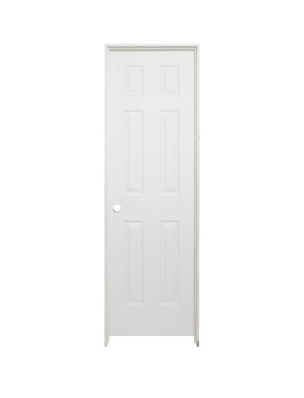 24 In. X 80 In. Primed 6-Panel Single Prehung Interior Door Left Hand Flat Jamb