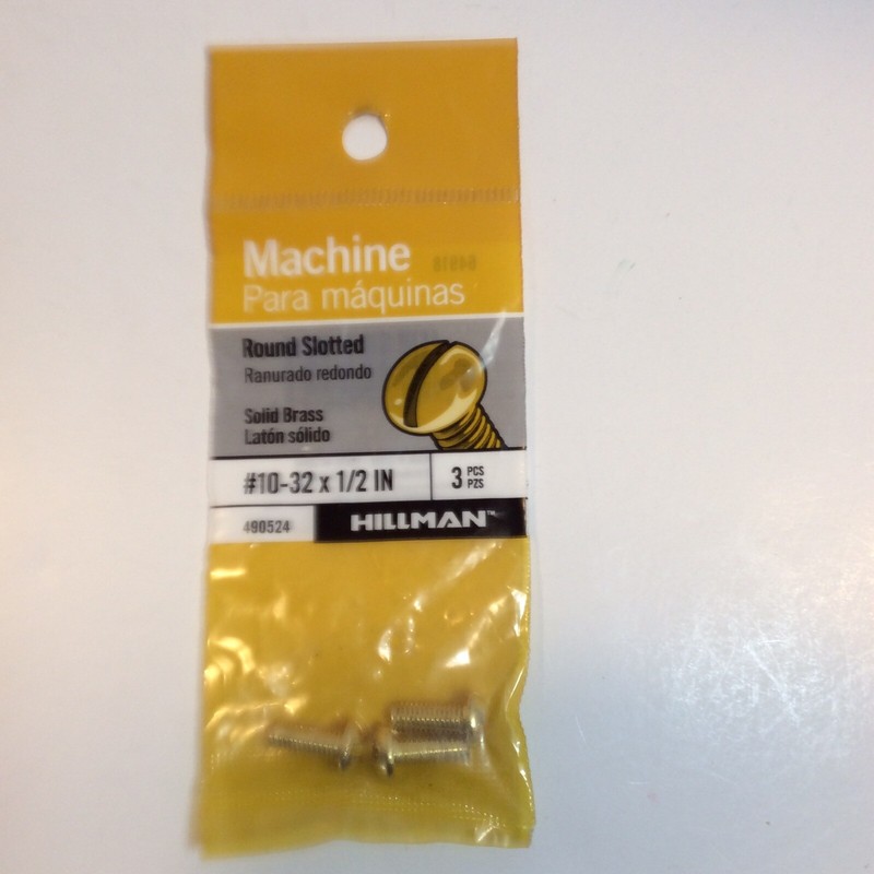 Lot of 18 Hillman #10 to 32 x 1/2-in Slotted-Drive Solid Brass Machine Screws