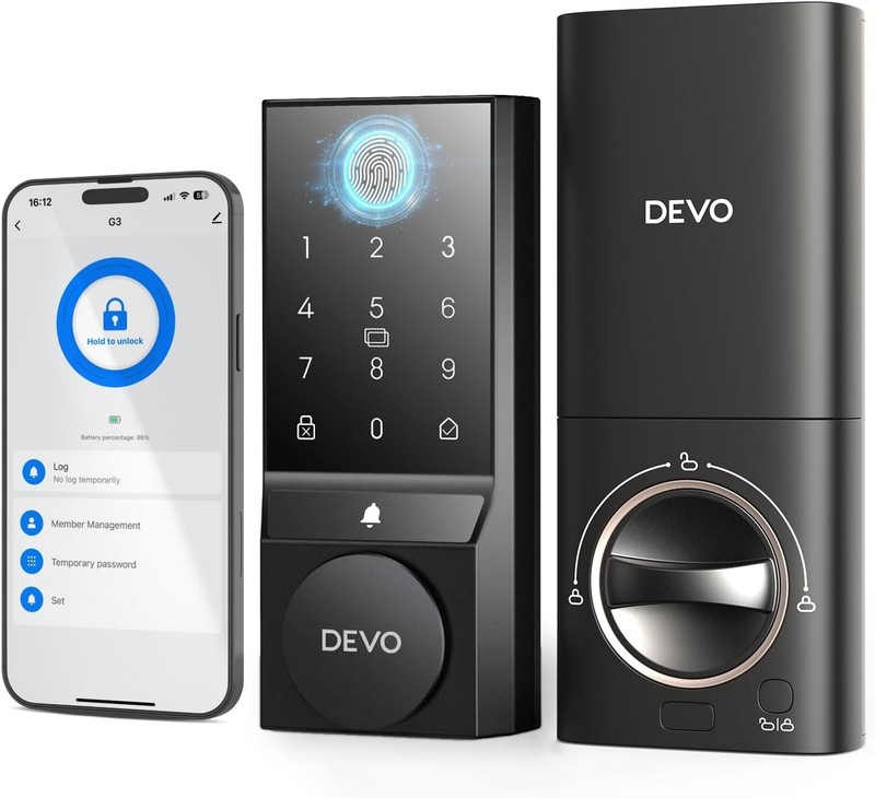 Devo G3 Wi-Fi Smart Lock Fingerprint Keyless Entry Deadbolt Touchscreen Keypad