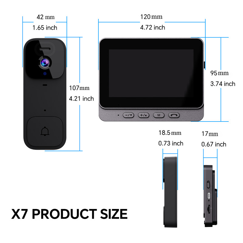 Smart Visual Intercom Video Doorbell PIR Motion + Wireless Chime+WIFI Cloud Save