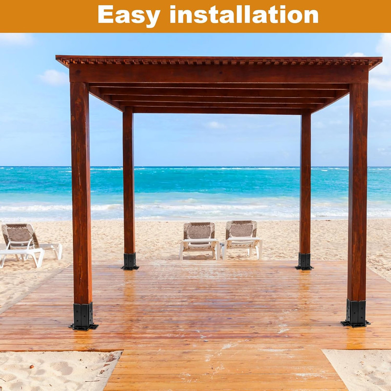 8 Pcs Adjustable Deck Post Anchor Base Brackets Fit 1.5X1.5, 2X2, 2X4, 4X4 Post, gallery