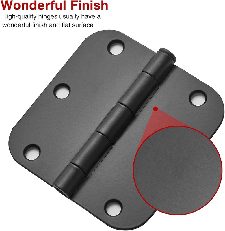 30 Pack Rounded Matte Black Door Hinges 3.5 Inch 5/8" Radius Interior 3 1/2" ... gallery