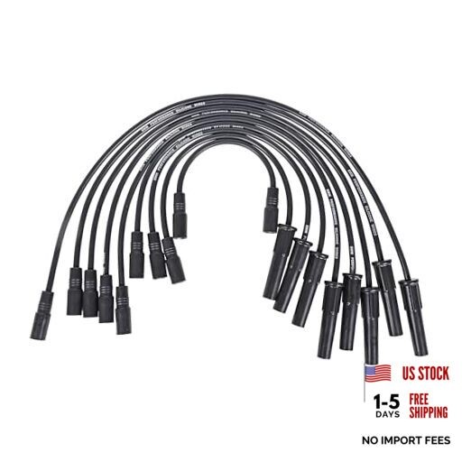 Silicone Spark Plug Wires Set 8.0mm Compatible with Chevy GMC C2500 Black