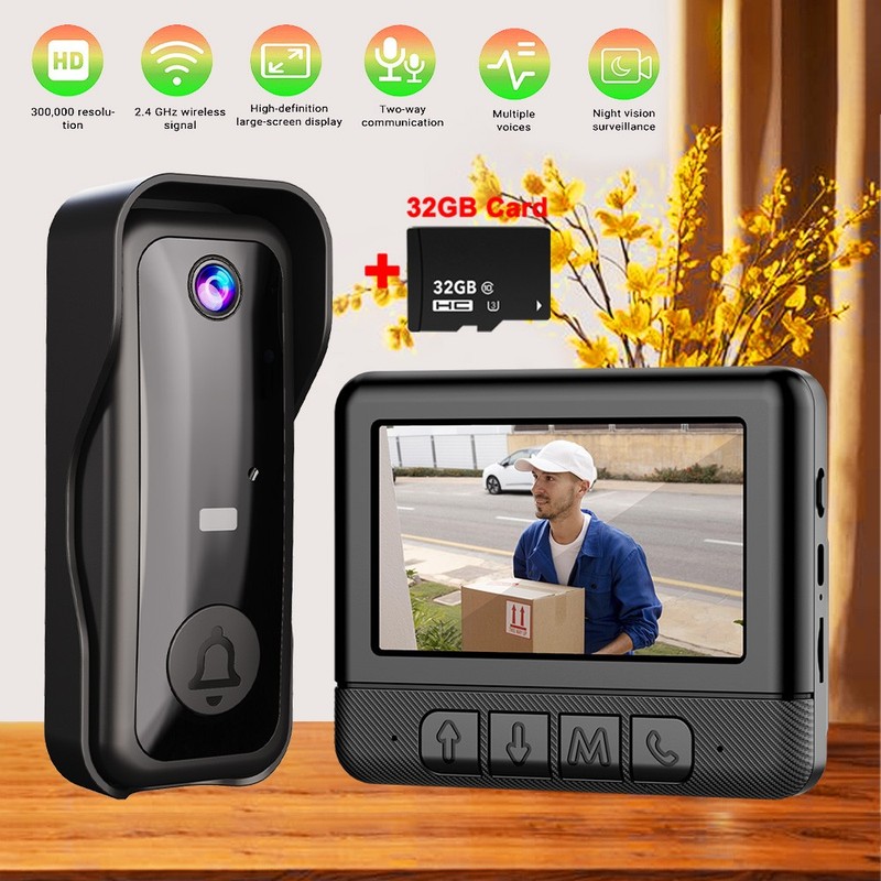 2.4G Ring Bell Smart 4.3″ LCD Screen Intercom Video Doorbell Camera Monitor Home