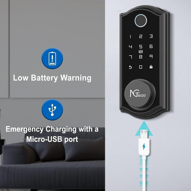 Smart Door Knob Fingerprint Door Lock APP Control Biometric Key Keyless Entry gallery