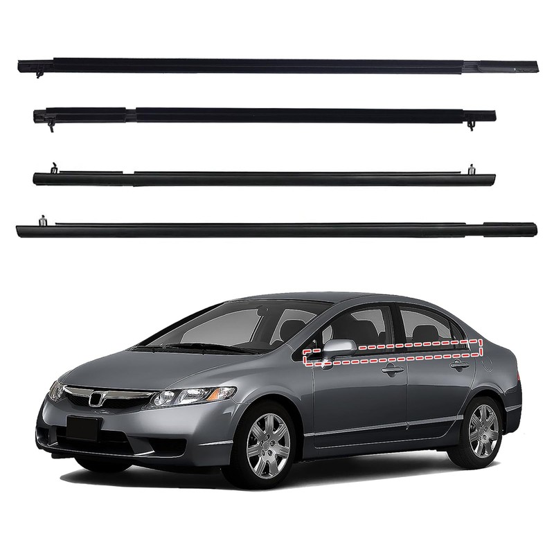 Car Window Weather Molding Trim Belt,Compatible with Honda Civic 2006-11 4-Door