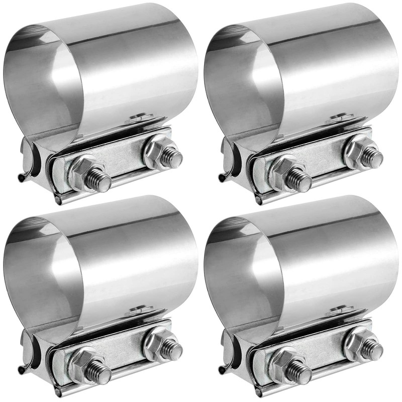 4 PCS 2.5 Inch Butt Joint Exhaust Band Clamp Sleeve, 2 1/2 Inch Stainless Ste...