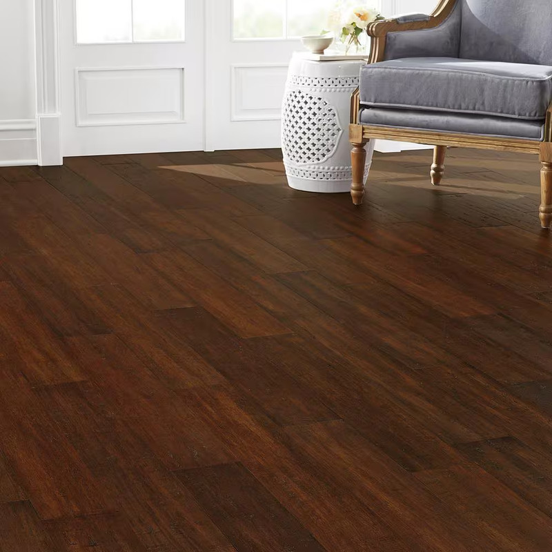 Sahara 3/8 In. T X 5.2 In. W Hand Scraped Strand Woven Engineered Bamboo Floorin gallery