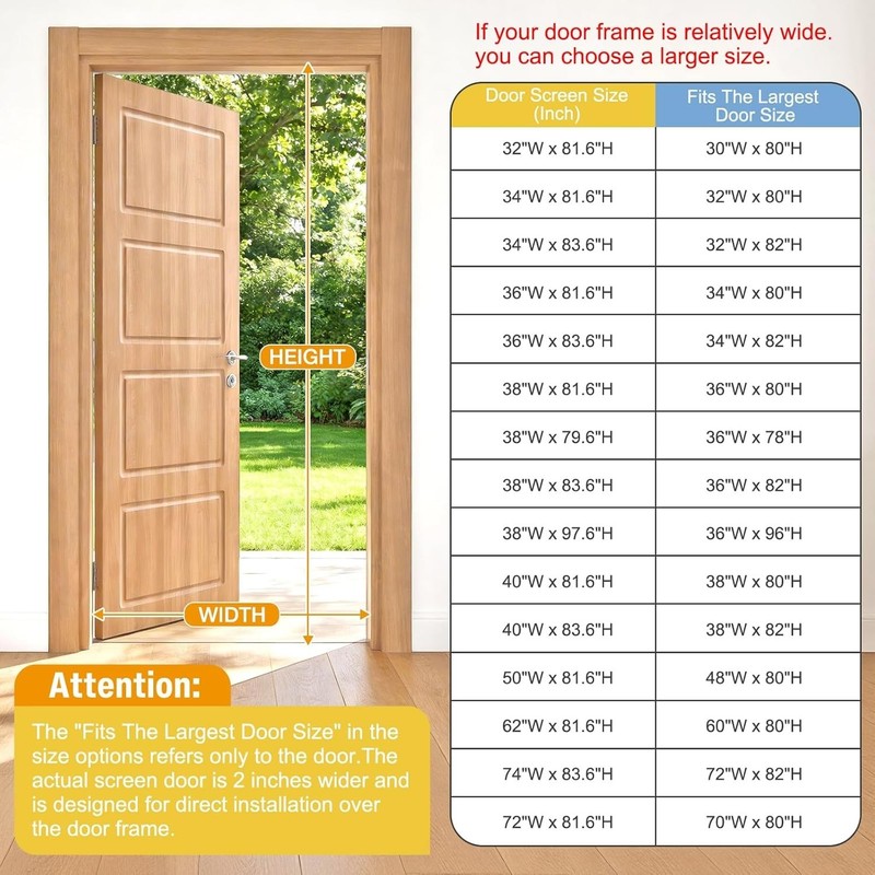 White Reversible Left Right Side Opening Screen Door, Mesh Magnetic Closure H... gallery