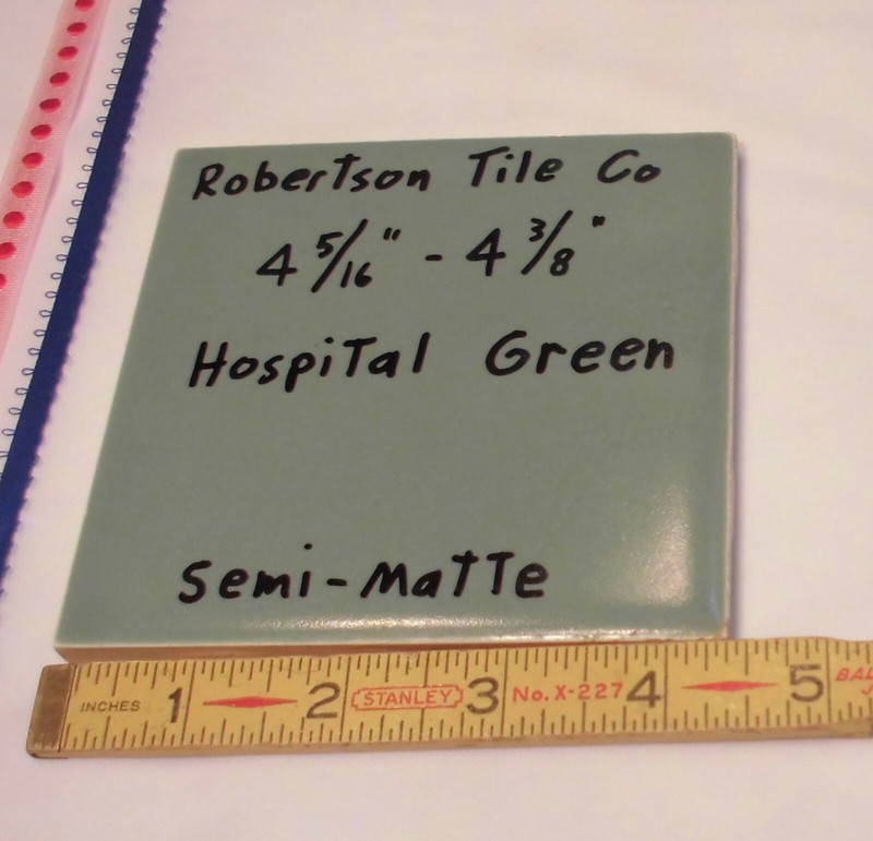 1 pc. Vintage Ceramic Tile *Hospital Green* 4-5/16″- 4-3/8″ by Robertson Co. NOS