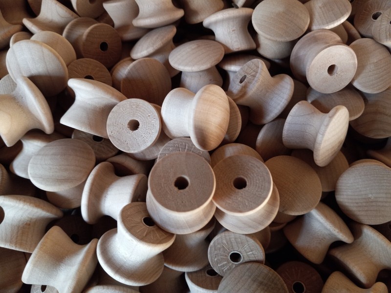 100 ROUND 1" BIRCH WOOD KNOBS Unfinished Pulls Cabinet Handles w/o screws