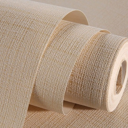 Straw Pattern Coffee Non Woven Wall Paper Wallpapers Roll for Shop Home Decor