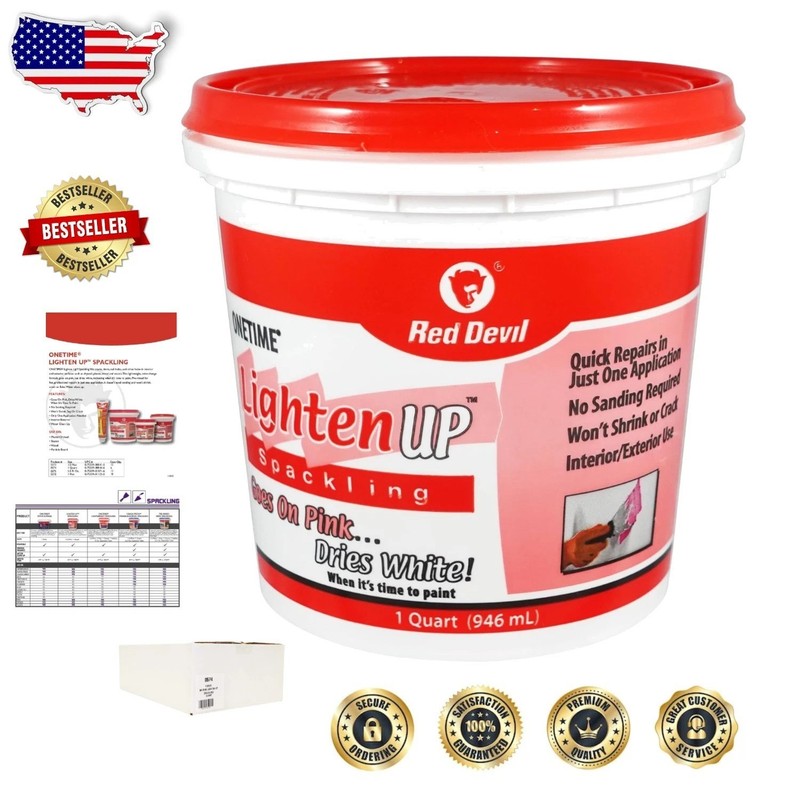 Onetime Lightweight Spackling 1 Quart Pail - 6pk - Interior/Exterior