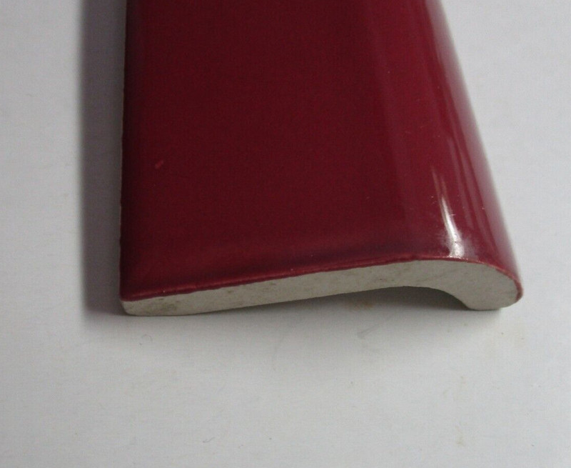 1 Tile Mannington USA 6" Plum Red Light Bordeaux Outside Corner Cap Ceramic 1970 gallery