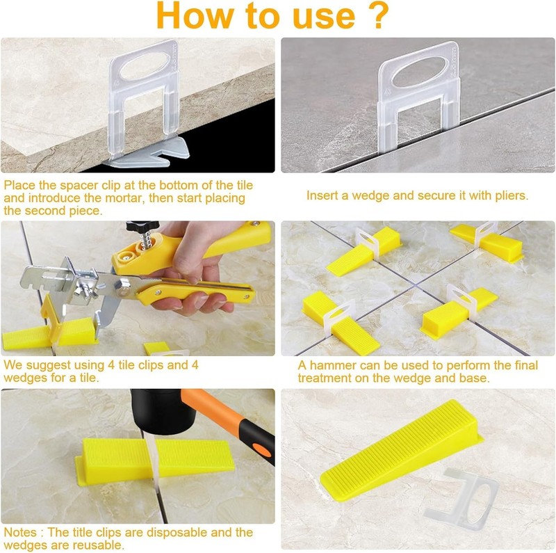 Tile Leveling System with Tile Pliers and Hammer - 300 Piece Tile Spacers Cli... gallery