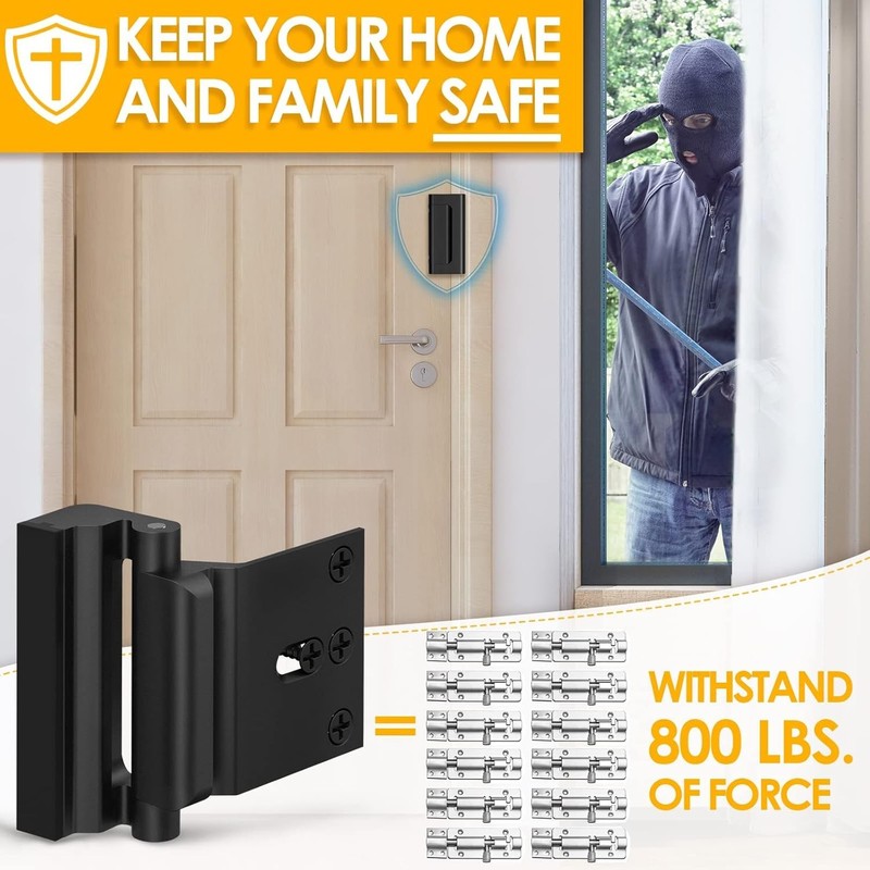 Home Security Door Reinforcement Lock Childproof 800lb Inward Swinging LatchLock gallery