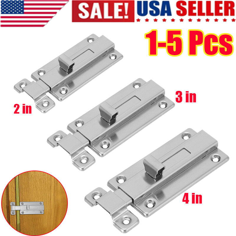 2/3/4inch Stainless Latch Sliding Silver Doors Lock Keyless Door Bolt For Doors