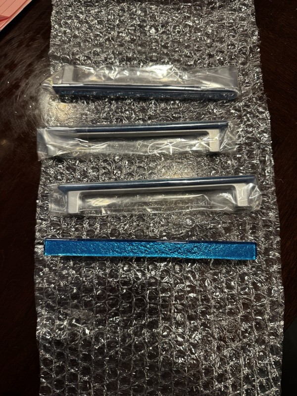 4 Drawer Pulls – Aquamarine In Color. 5 Inches – Inner, 6 Inch Long Pull