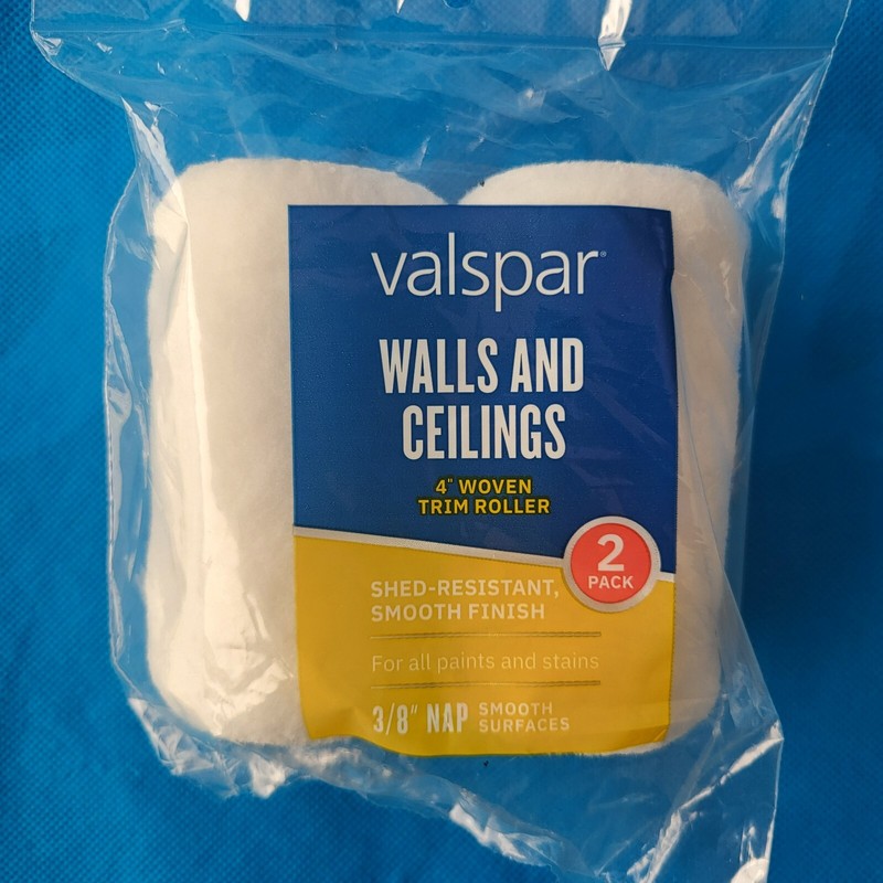 NEW! VALSPAR WALLS AND CEILINGS 4″ WOVEN TRIM ROLLER 3/8″ NAP – 2 PACK