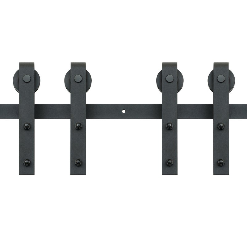 Sliding Double Door Hardware Kit 8FT 330lb Capacity J-Shape Barn Track